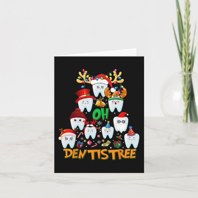 Carte Oh Dentistree Fun Christmas Tree Dental Hygiène De (Devant)
