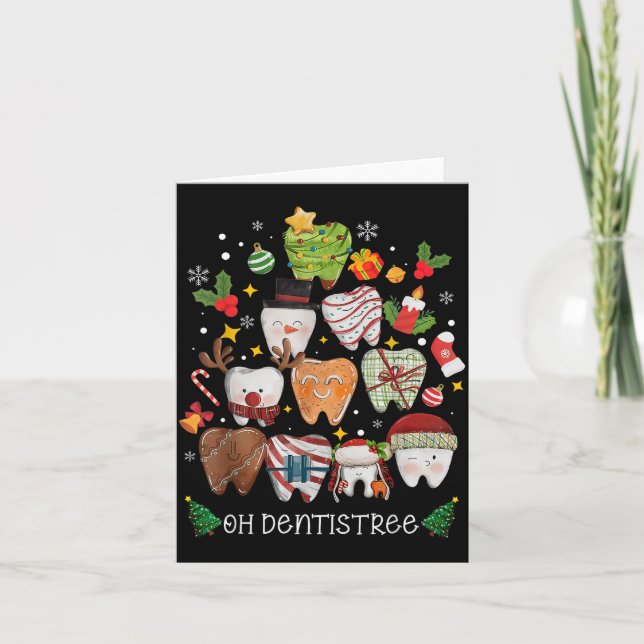 Carte Oh Dentistree Merry Christmas Dental Funny Teeth T (Devant)