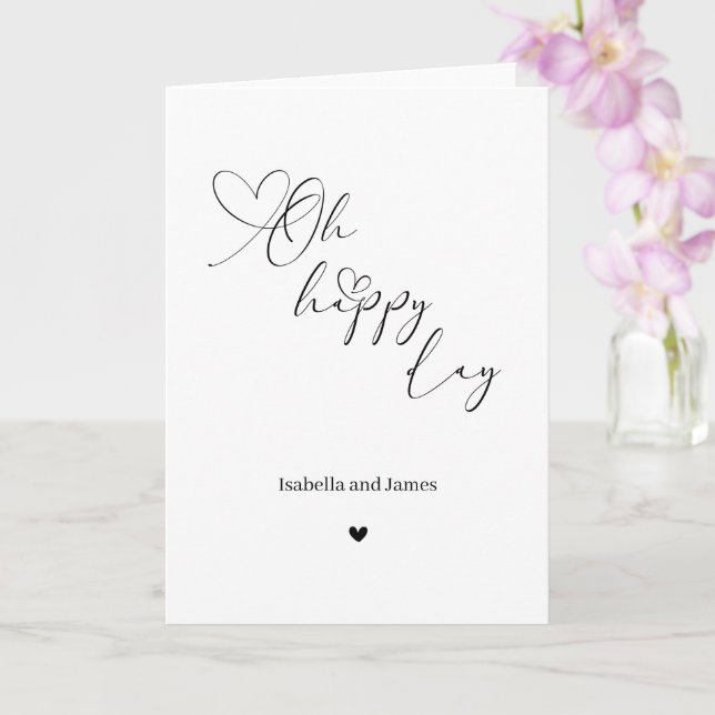 Carte Oh Happy Day Mariage Coeur Orné  (Orchidée)
