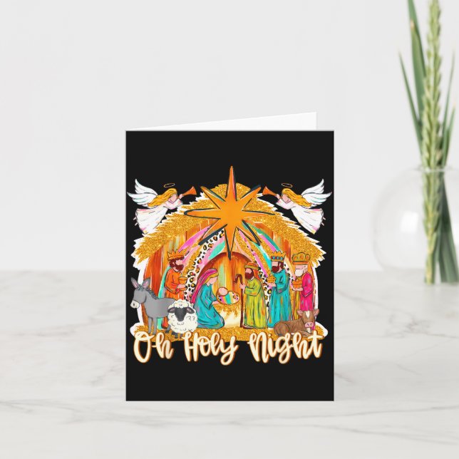 Carte Oh Holy Night Christian Nativity Scene Christmas R (Devant)