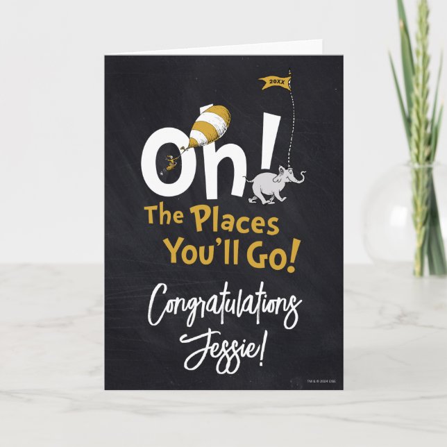 Carte Oh, les endroits où vous irez ! Rétro diplômé (Devant)