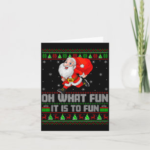 Carte Oh Quel Amusement De Courir Drôle De Père Noël Qui