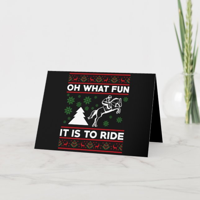 Carte Oh Quelle Joie De Monter À Cheval UGLY Noël (Devant)