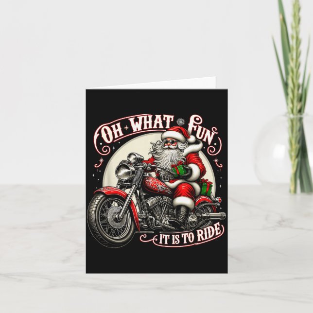 Carte Oh Quelle Joie De Rouler En Moto Biker Père Noël X (Devant)