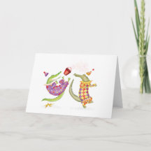Oh what a circus! crocodile clowns card