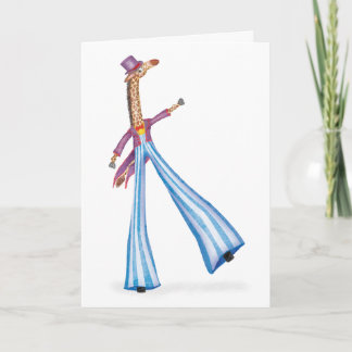 Carte Oh what a circus! giraffe on stilts card