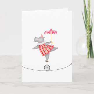Carte Oh what a circus! hippo unicycle tightrope card