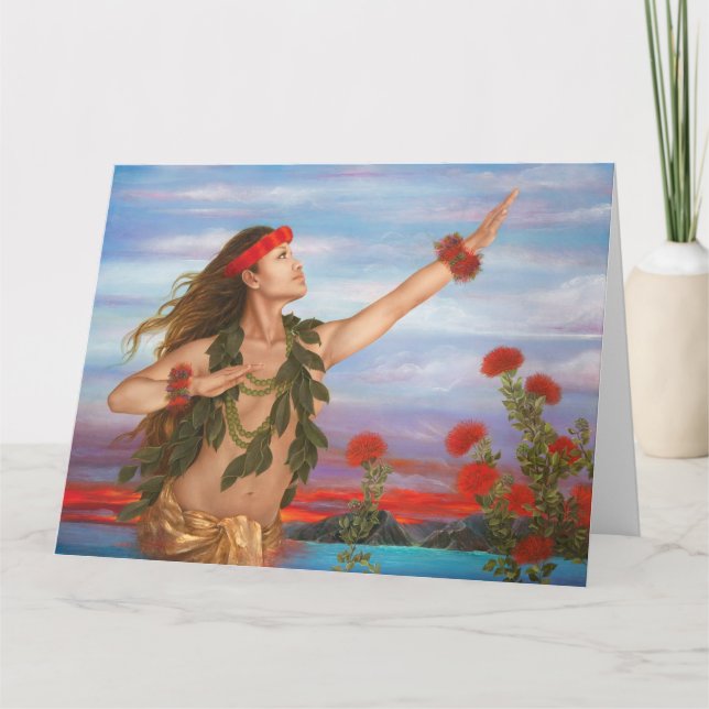 Carte "Ohia and Lehua" by artist Lori Higgins. 8.5x11! (Devant)