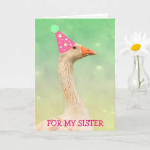 Carte Oie de la fête du glamour "Pour soeur" Anniversair