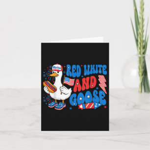 Carte Oie drôle 4 juillet Patriotique Mignonne Rouge Bla