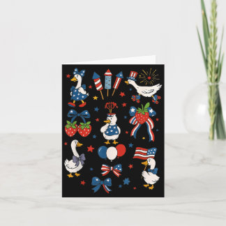 Carte Oie patriotique Drapeau américain Coquette Bow Ind