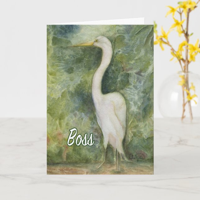 Carte Oiseau aigre dans la jungle debout fier Boss B Day (Fleur jaune)