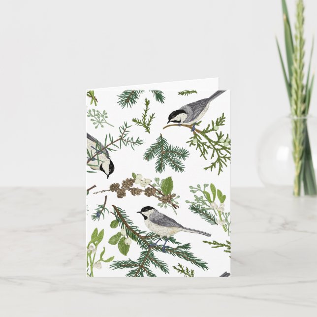 Carte Oiseau aux feuilles de pin  (Devant)