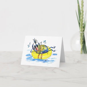 Carte Oiseau blanc mignon sur flotteur