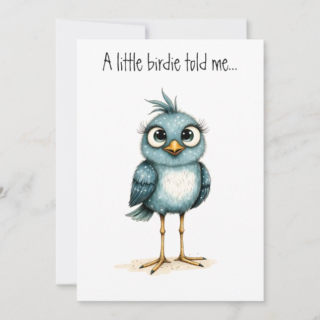 Carte Oiseau Bleu Bizarre Joyeux Anniversaire Plat (Devant)