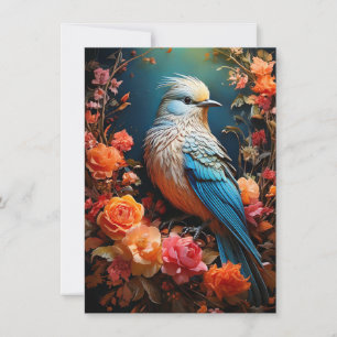 Carte Oiseau bleu de nature fantaisiste