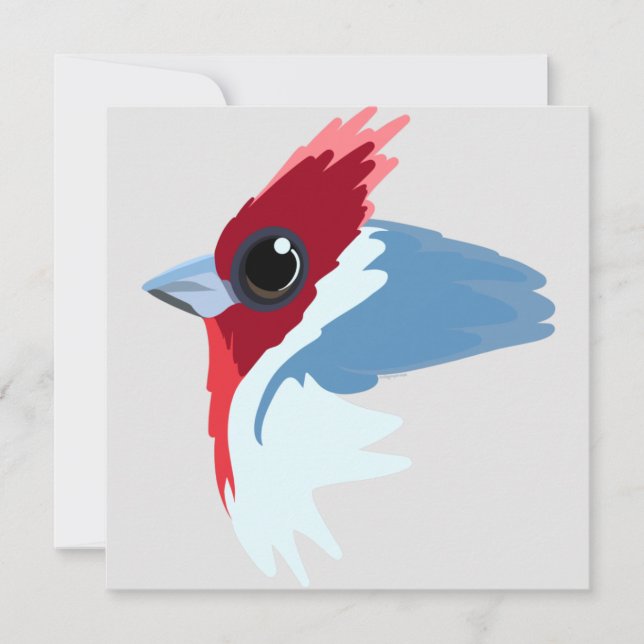 Carte Oiseau cardinal à crête rouge (Devant)