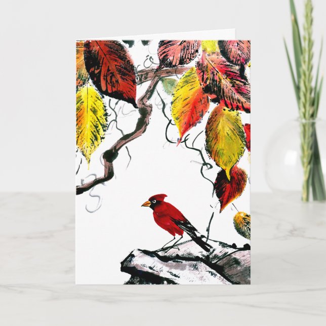 Carte Oiseau chinois en automne (Devant)
