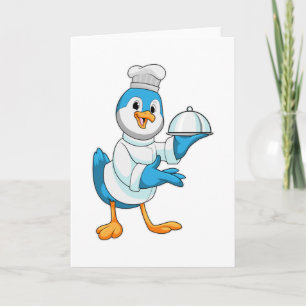 Carte Oiseau comme cuisinier avec plat