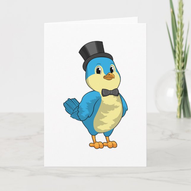 Carte Oiseau comme marié avec ruban (Devant)