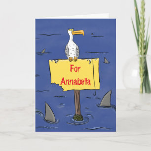Carte Oiseau de mer amusant entouré de dessins animés de