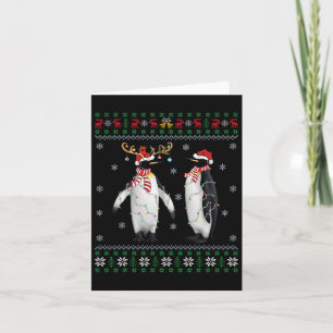 Carte Oiseau de Noël laid Lumières de Santa Hat Penguin 