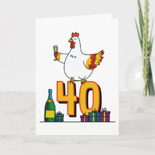 Carte Oiseau de poulet Anniversaire 40e Hen Animaux de c