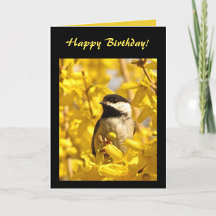 Carte Oiseau de poulet en fleurs jaunes Anniversaire