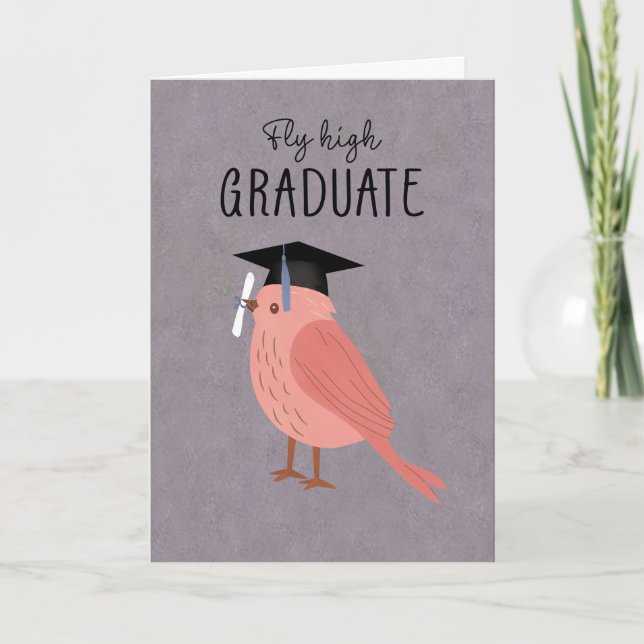 Carte Oiseau de remise des diplômes vole haut (Devant)