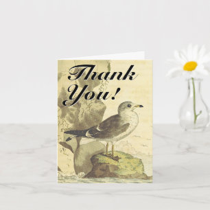 Carte Oiseau debout, style Vintage, "Merci !"