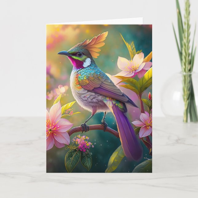 Carte Oiseau d'Imaginaire à arc-en-ciel orangé (Devant)