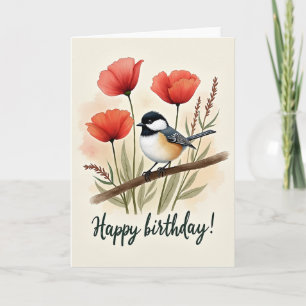 Carte Oiseau Doux et Fleurs