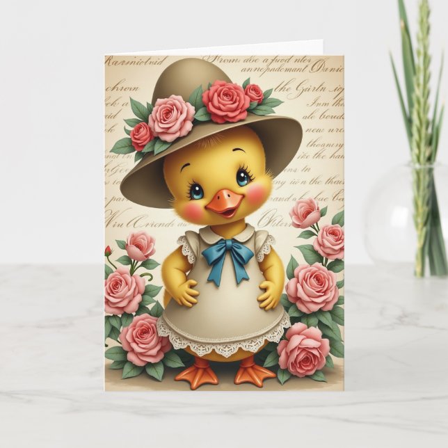 Carte Oiseau Doux Et Roses (Devant)