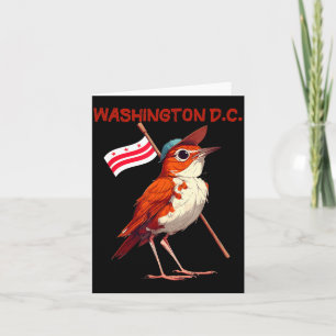 Carte Oiseau drôle avec casquette et drapeau patriotique