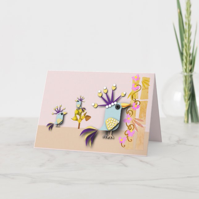 Carte Oiseau drôle occasion vide  (Devant)