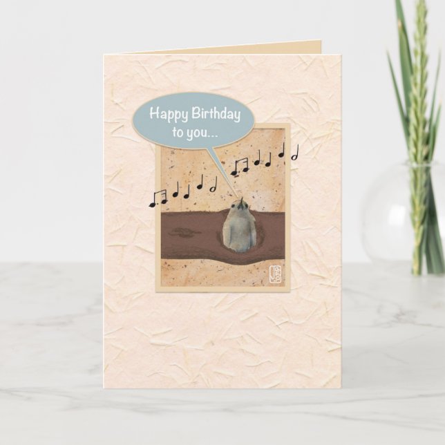 Carte Oiseau en log bleu 2 encadré Anniversaire (Devant)