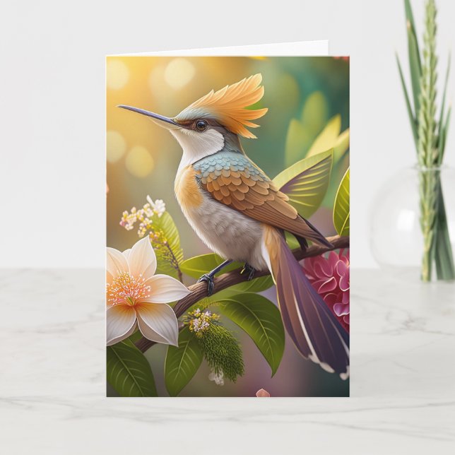 Carte Oiseau Fantastique à Crête Dorée (Devant)