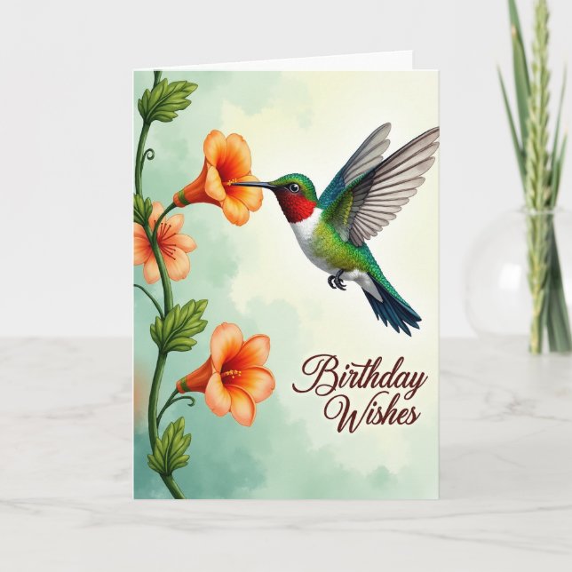 Carte oiseau floral vibrant (Devant)
