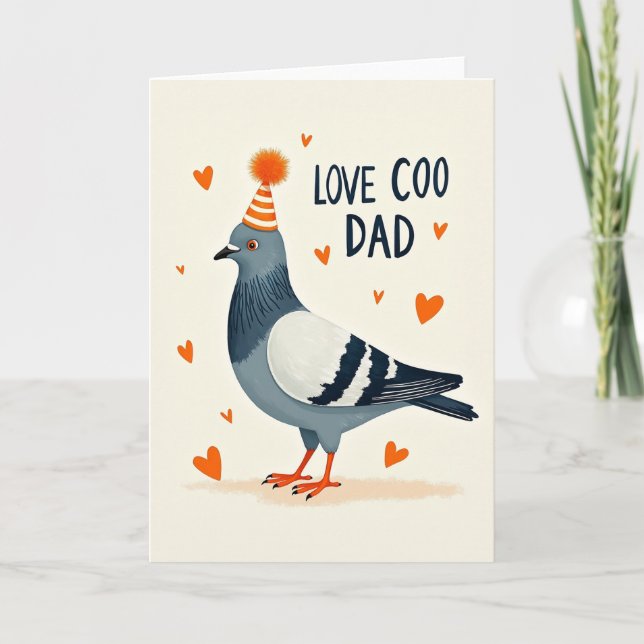 Carte Oiseau Gris Amour Roucoule Papa (Devant)