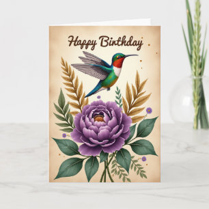 Carte oiseau iridescent à pois