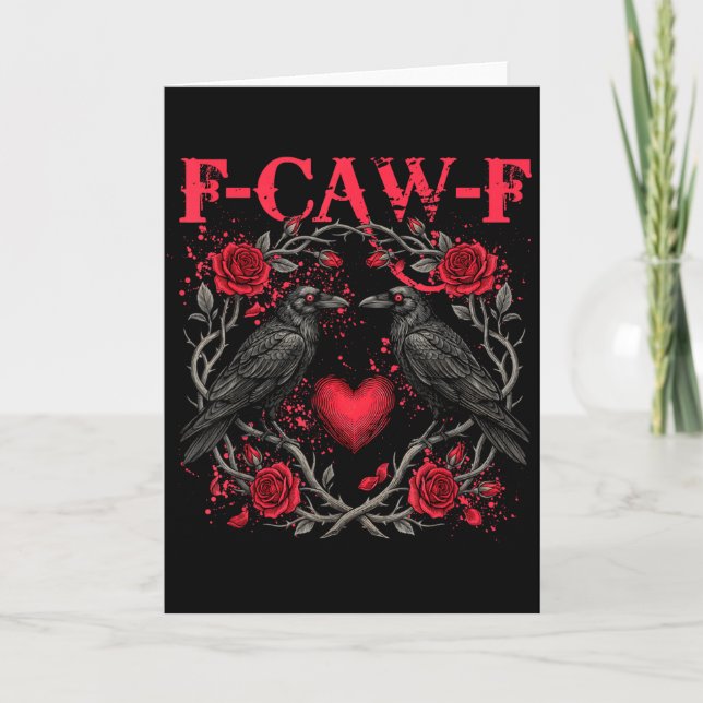 Carte Oiseau noir drôle F-caw-f Anti Saint-Valentin Céli (Devant)