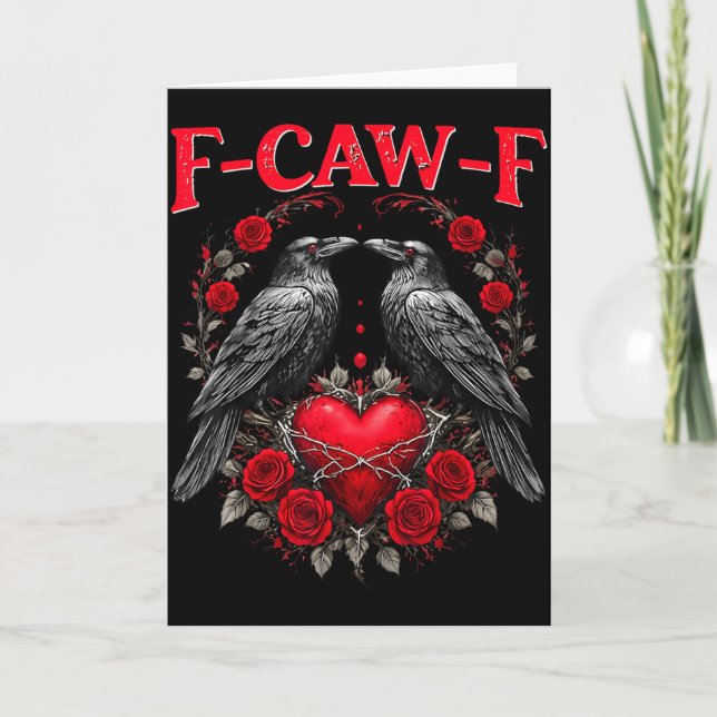 Carte Oiseau noir drôle F-caw-f Anti Saint-Valentin Céli (Devant)