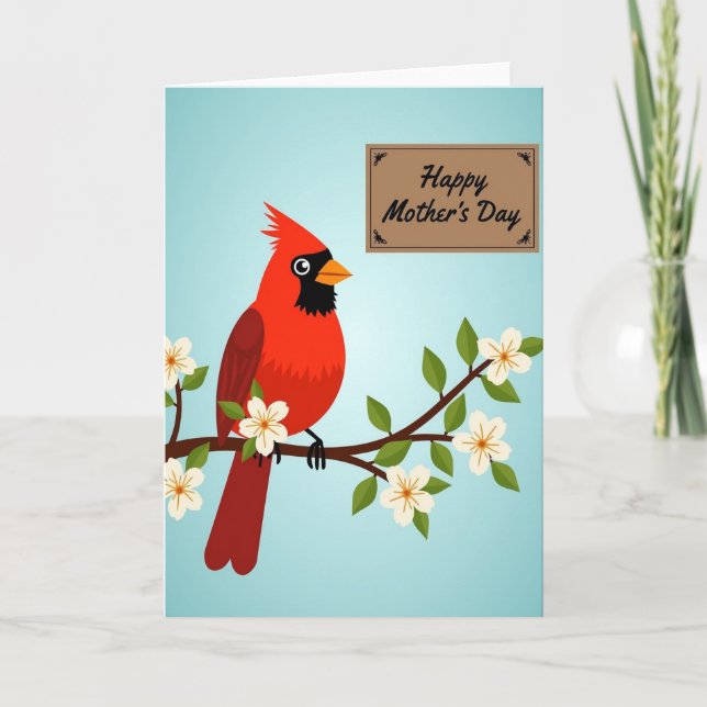 Carte Oiseau Printanière Rayée (Devant)