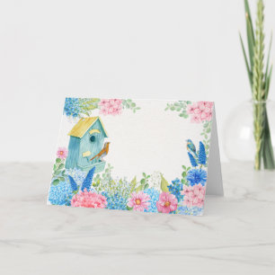 Carte Oiseau rose bleu