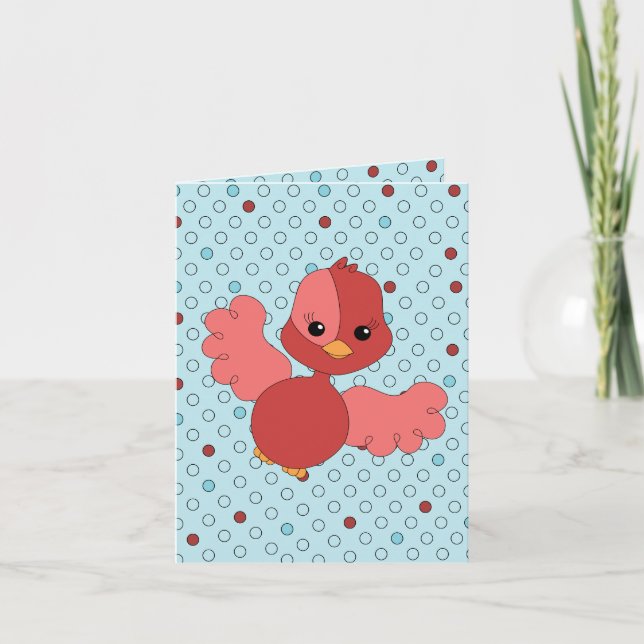 Carte Oiseau rouge Fbattement (Devant)