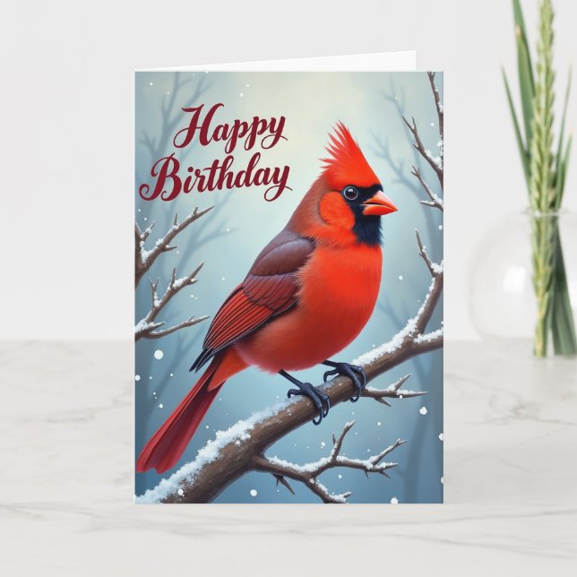 Carte Oiseau Rouge Joyeux (Devant)