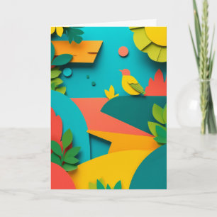 Carte Oiseau vibrant de papier découpé en guise de salut
