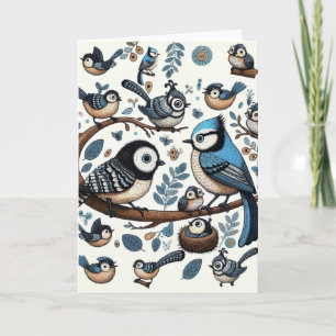 Carte Oiseaux bleus excentriques