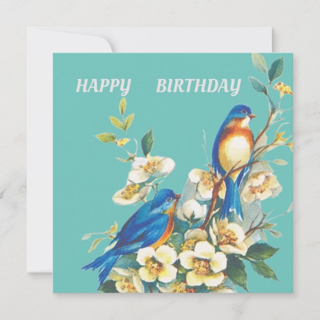 Carte oiseaux bleus sur floral (Devant)