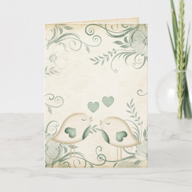 Carte Oiseaux d'amour Mariage (Devant)